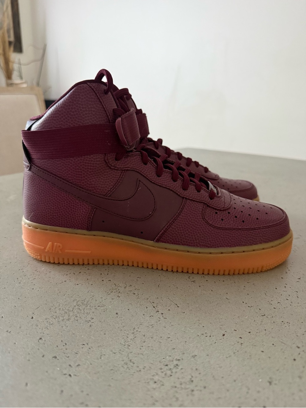 Nike Men’s High-Top Sneakers in Burgundy with Gum Sole